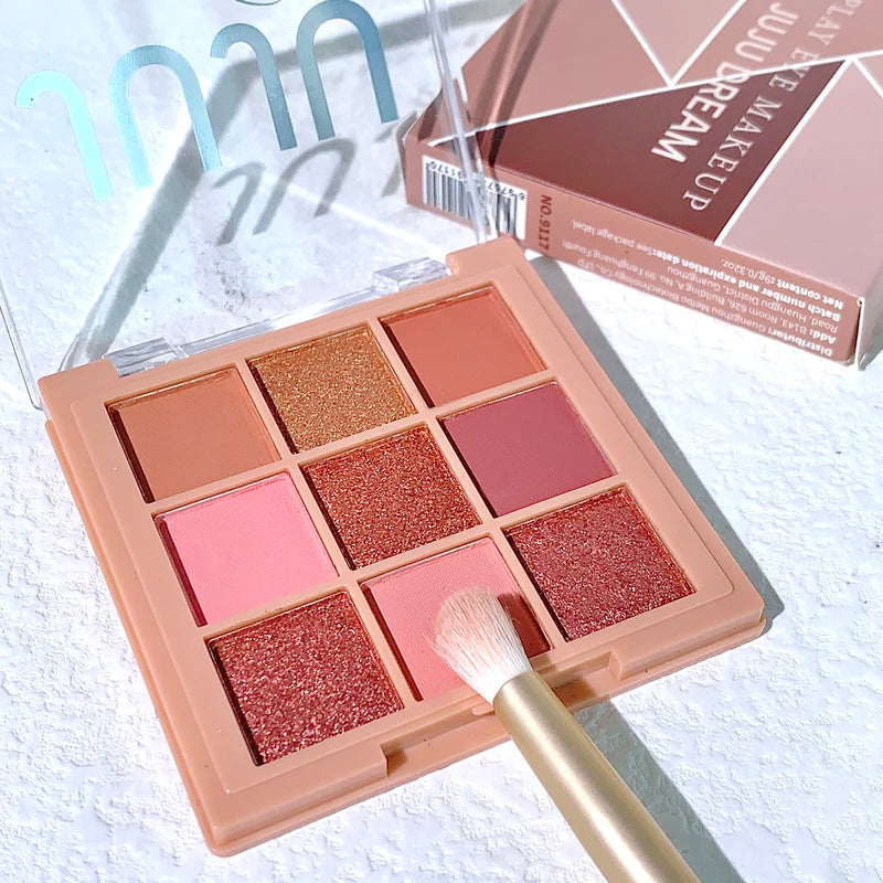 Earth Tone Eyeshadow Palette - 9 Colors Warm Brown Orange & Milk Tea Shades