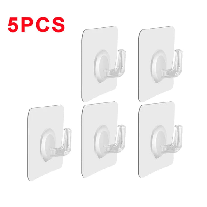 Self-Adhesive Transparent Wall Hooks Heavy Load Mounts for Kitchen Bathroom