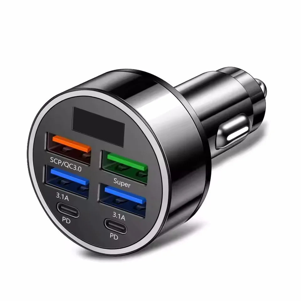 350W USB Car Charger with PD QC3.0 Type C Adapter for iPhone Samsung Huawei Xiaomi