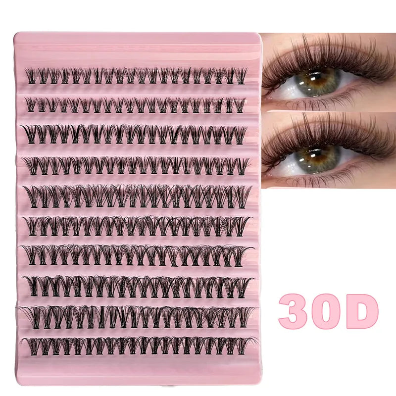 DIY Eyelash Clusters 200 Pieces Natural Wispy Curly Lash Set - 9-16mm Fluffy Personal Lash Extensions