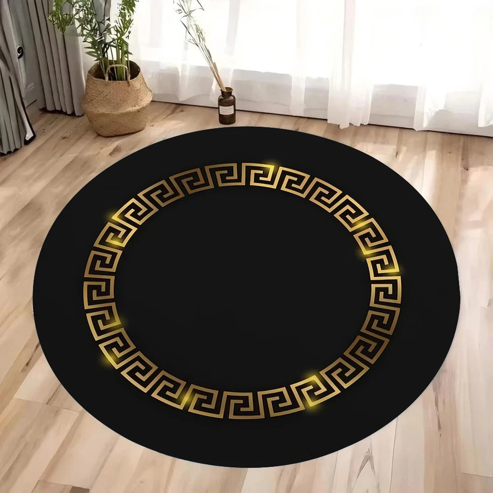 Round Vintage Area Rug for Living Room Bedroom Circular Mat Non Slip Washable