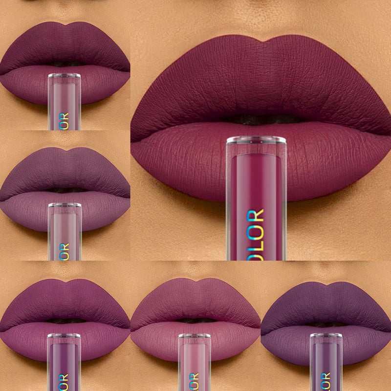 6-Piece Matte Lip Gloss Set Waterproof Velvet Lipstick for Women