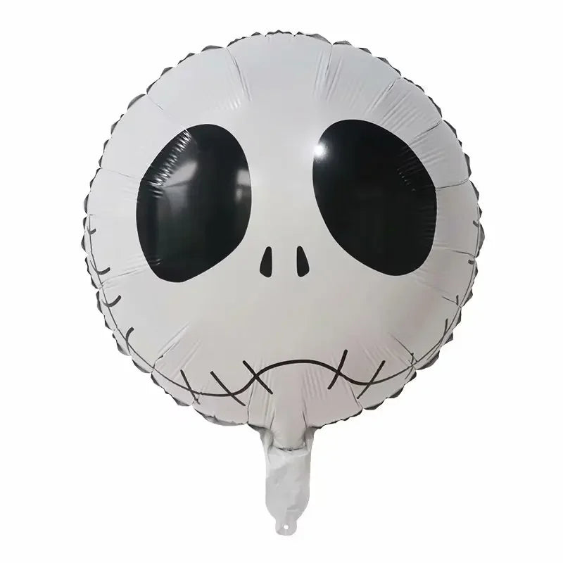 12 pcs 18 Inch Halloween Skull Black and White Striped Foil Balloons Party Decorations