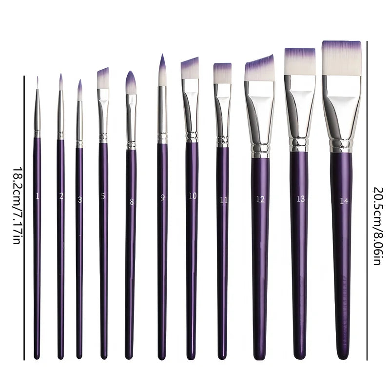 Professional Painting Brush Set - Wide Delicate Makeup & Art Brushes, 7-11 Pieces