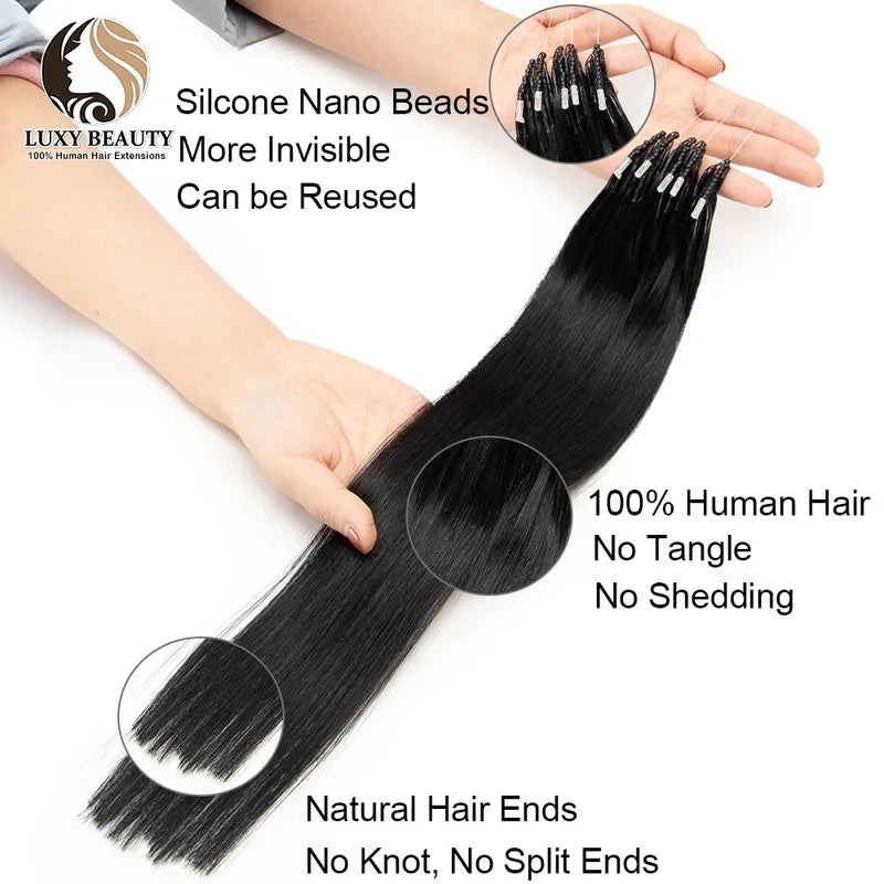 Micro Bead Hair Extensions Silicone Nano Rings - Invisible Mini Beads for Human Hair