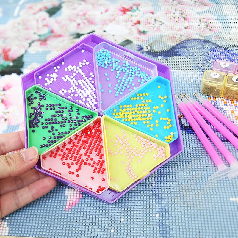 Large Capacity Hexagon Diamond Painting Palette Kit with Beading Plates and Accessories