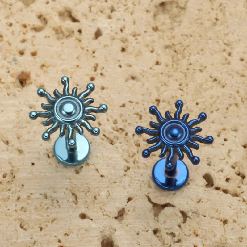 Titanium Cartilage & Lip Ring Set with Color Variants and Main Stone Options