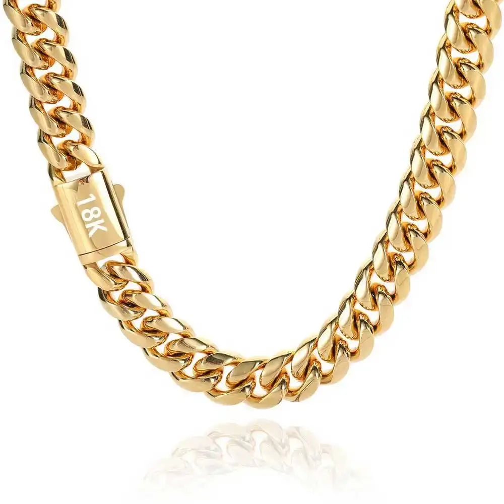 Men's & Women's Stainless Steel Cuban Chain Necklace 8-14mm Width Various Sizes