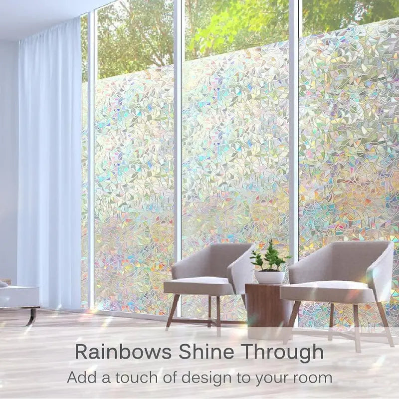 Static Cling Window Privacy Film - Rainbow 3D Decals for Glass Doors & Windows