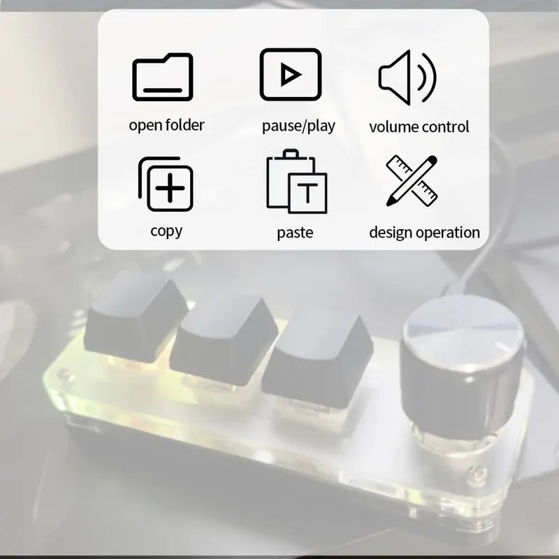Custom RGB Mechanical Gaming Mini Keyboard with Macro Keys and Programming Knob