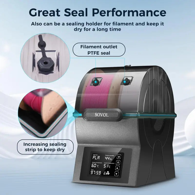 Filament Dryer Box with PTC Heater for 3D Printing Spools - Moisture Control