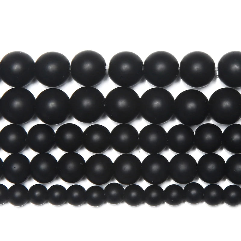 Black Polish Onyx Round Beads - 15 Inch Strand, Multiple Sizes for Jewelry Making