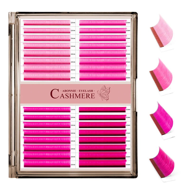 Colorful Eyelash Extension Set - 32 Mixed Colors, Individual False Mink Lashes