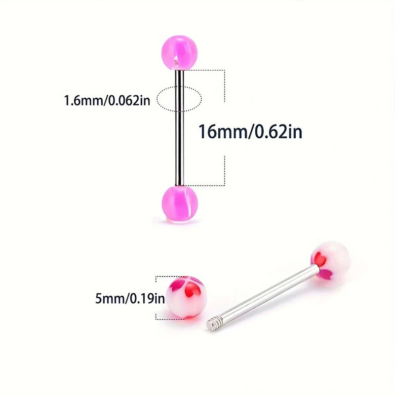 Mixed Color Acrylic Tongue Piercing Jewelry Set - 30/50/60/90/100pcs Body Jewelry