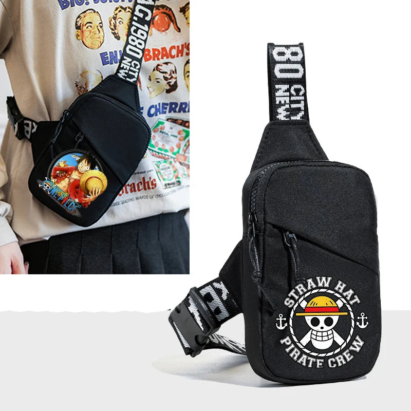 Men's Small Chest Bag with Multiple Compartments - Anime Figure Messenger Waist Bag