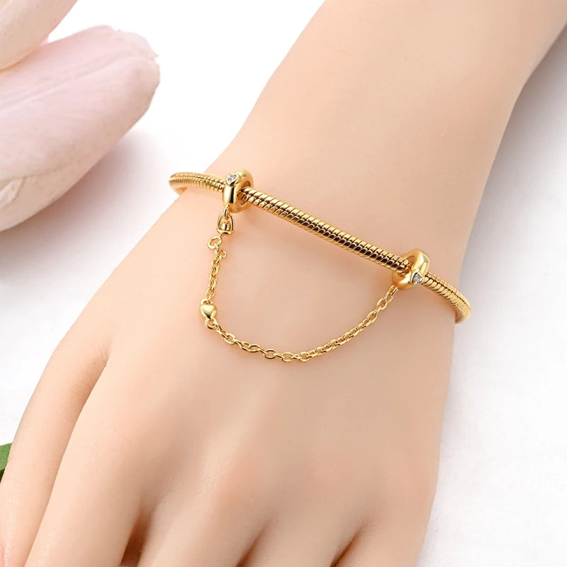 Safety Chain Clasp Clip Charms for Bracelets Sterling Silver Jewelry DIY Accessory