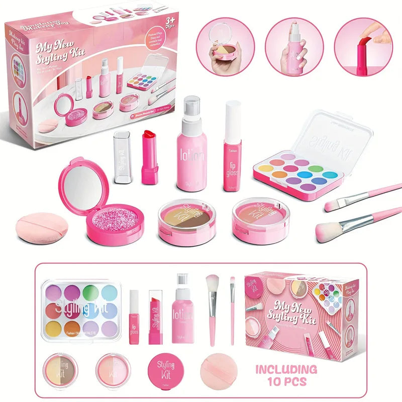 Children's Makeup Toy Set Non-Toxic 10-Piece Pretend Play Makeup Kit