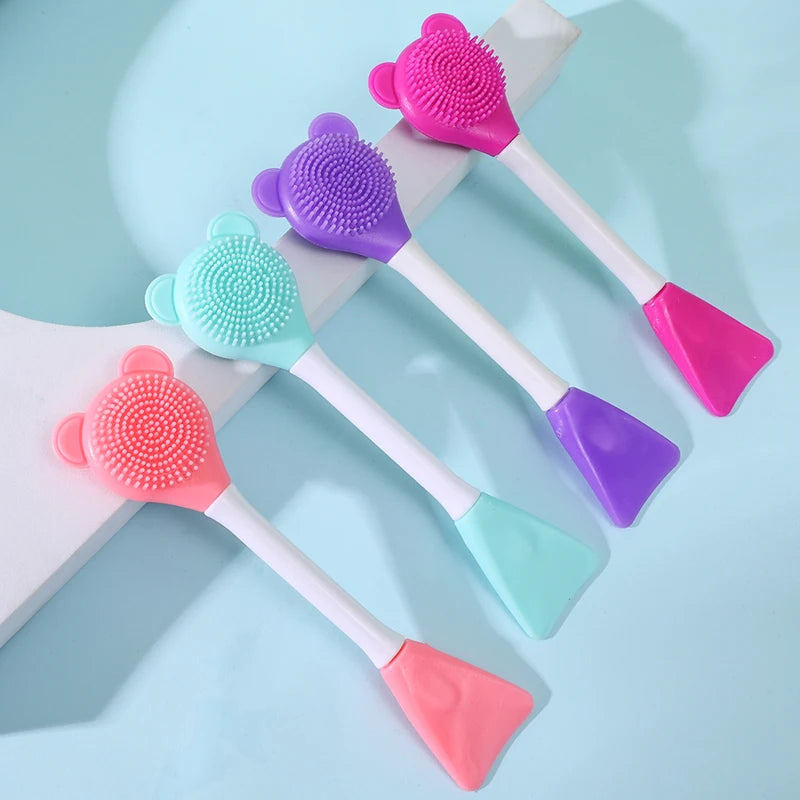 Double Head Silicone Facial Mask Brush Applicator for Skin Cleansing and Makeup