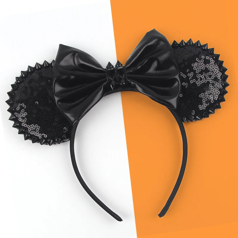 Mickey Mouse Ear Hair Hoop with Sequins and Rivets - Kids Hair Accessory