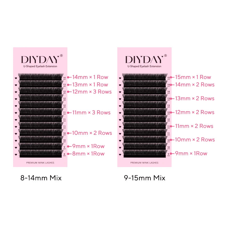 U-Shaped YY Eyelash Extensions - Premium Featherlight False Mink Lashes