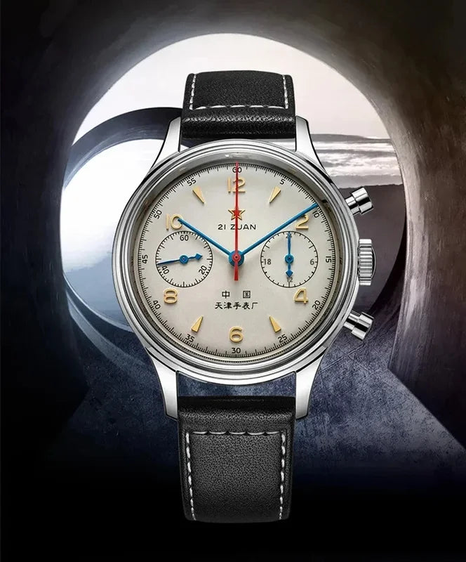 Men's Vintage Pilot Automatic Watch 42mm Waterproof Retro Chronograph