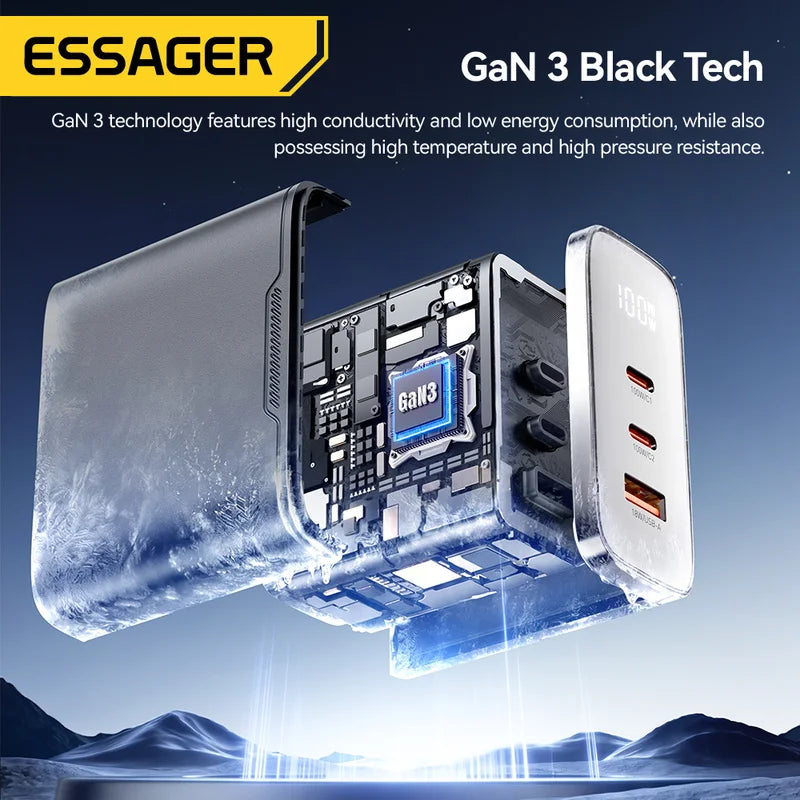 GaN USB C Fast Charger 100W Digital Display QC 4.0 PD 3.2 Universal Compatibility