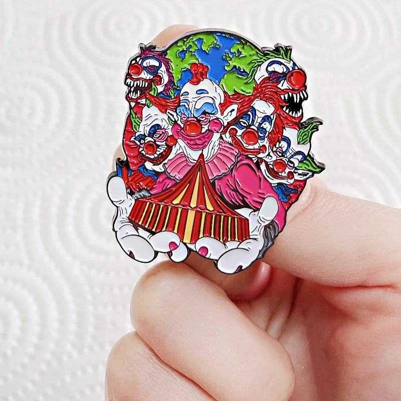 Space Themed Clown Enamel Pin - Sci-Fi Horror Badge Jewelry Accessory