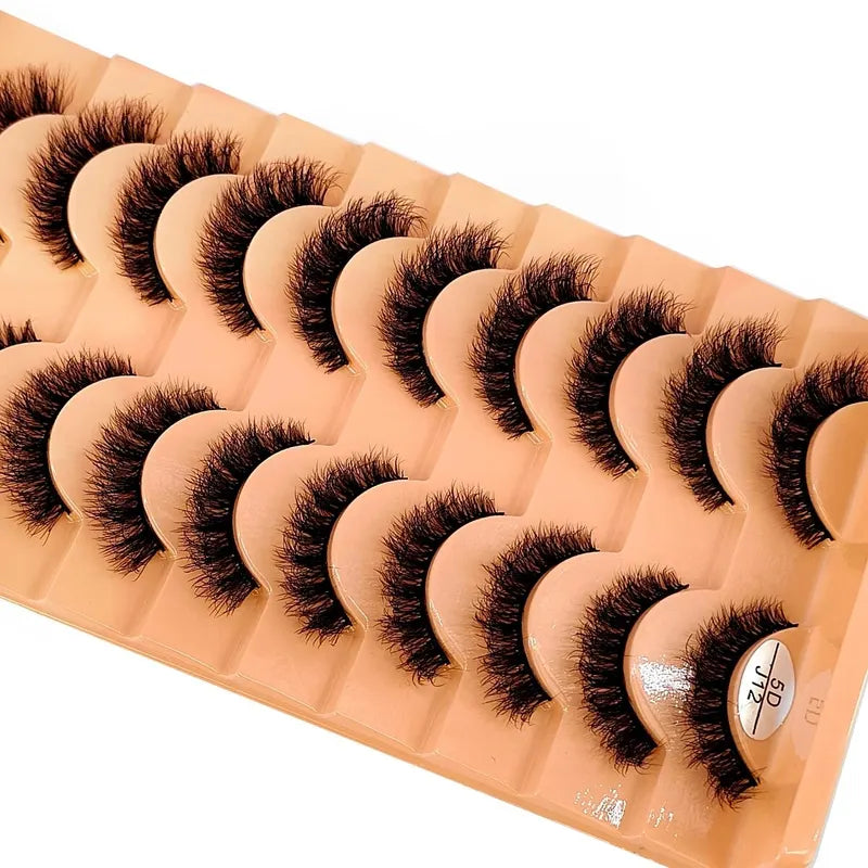 7/10 Pairs Fake Mink Eyelashes Handmade Natural Cross Curly 3D Eye Makeup