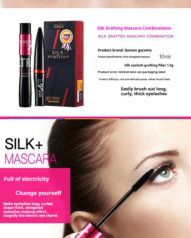 Waterproof Long-Lasting Curling Mascara Set with Fiber Infusion - Non-Smudge, Double Tube Design