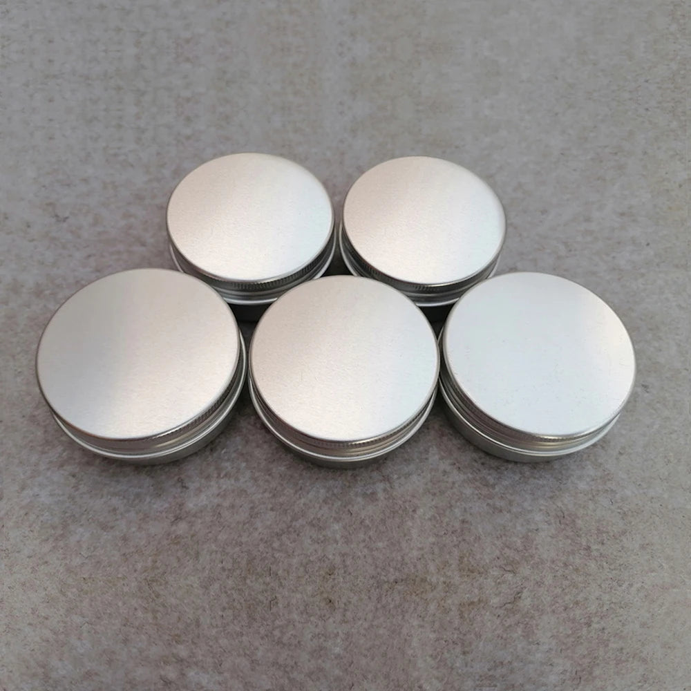 Round Aluminum Storage Cans with Screw Top Lids for Lip Balm Beard Oil 5-100ml