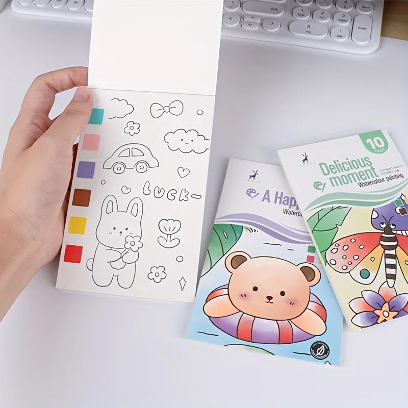 Watercolor Painting Kit with 1 Book and Pen - Self-contained Art & Craft Set