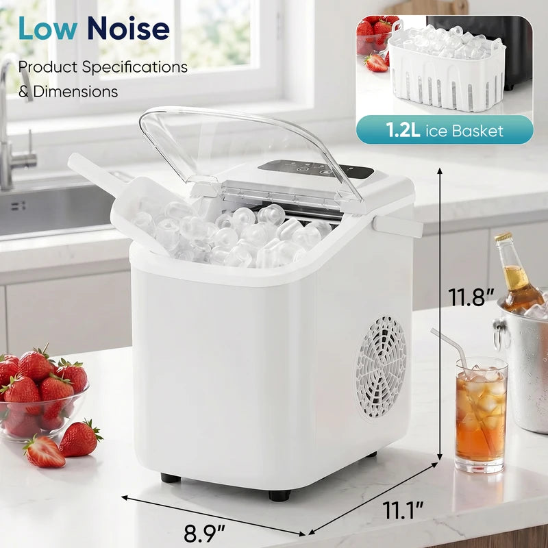 Portable Countertop Ice Maker with Scoop & Basket - 9 Cubes in 6 Mins, Multiple Colors
