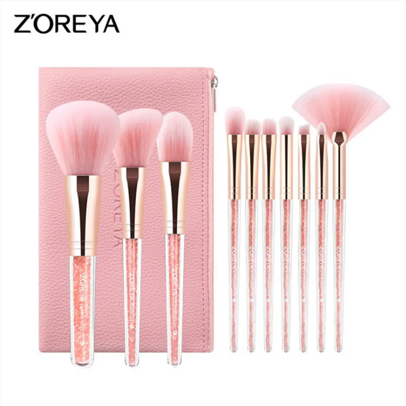 10-Piece Makeup Brush Set with Portable Storage Bag - Premium Beauty Tools
