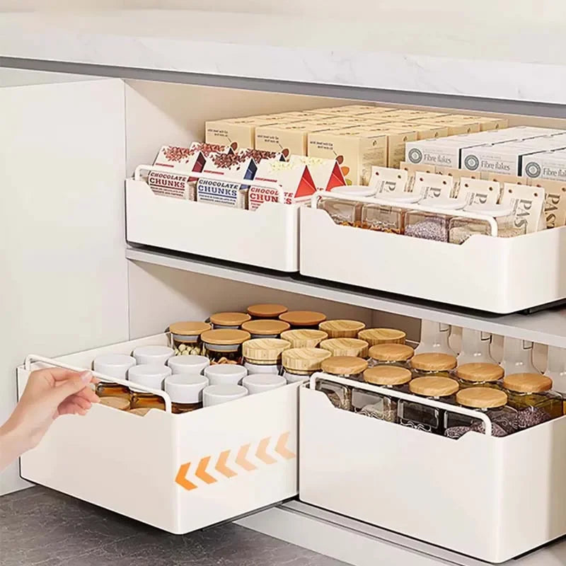 Kitchen Storage Rack with Pull-Out Drawer and Slide Rails – Cabinet Organizer for Spices and Kitchen Items
