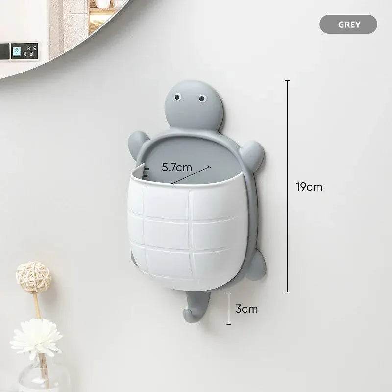 Cute Turtle Design Bathroom Storage Rack - Creative Toothbrush Organizer, Multi-Color