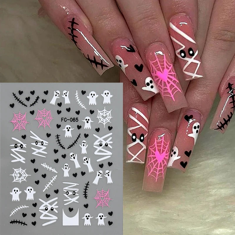 Halloween Gothic Ghost Nail Stickers - Spooky Retro Design for Nail Art
