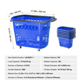 6-Pack Heavy-Duty Shopping Baskets with Wheels - 39L Capacity, Portable Grocery Carts