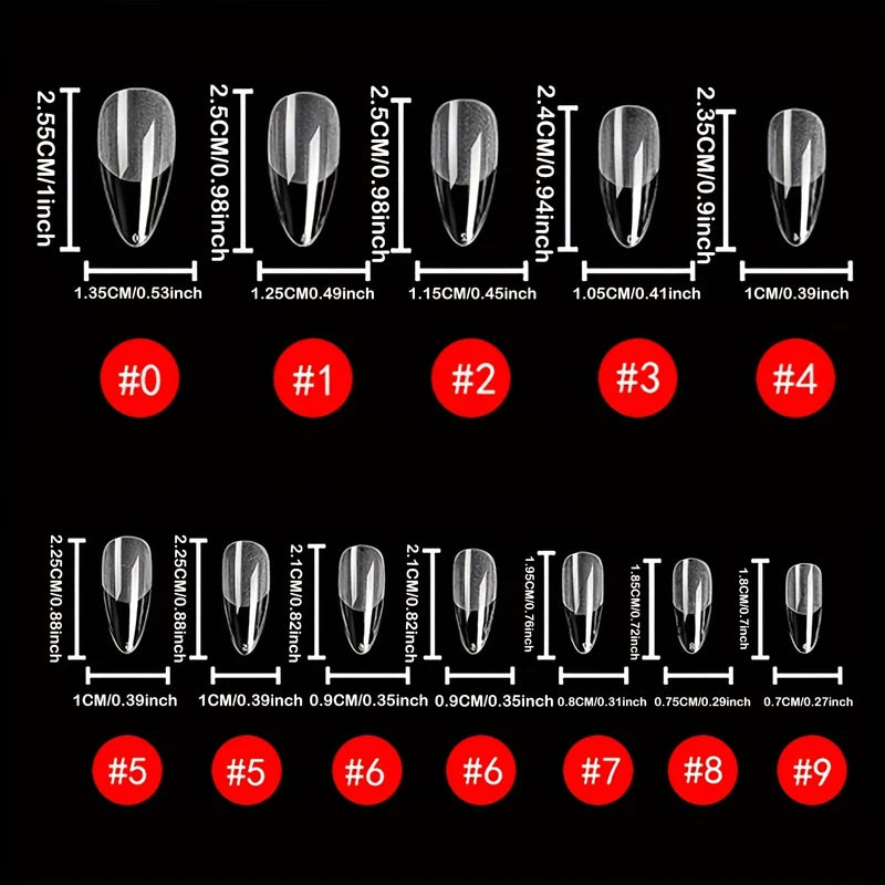 240 Pcs Almond False Nail Tips Clear Matte Fake Nails for DIY Manicure