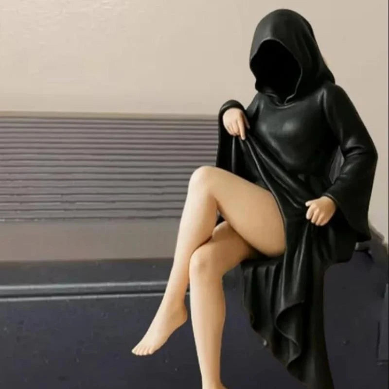 Gothic Woman Statue Masked Mysterious Decor Sculpture for Office Bedroom Home