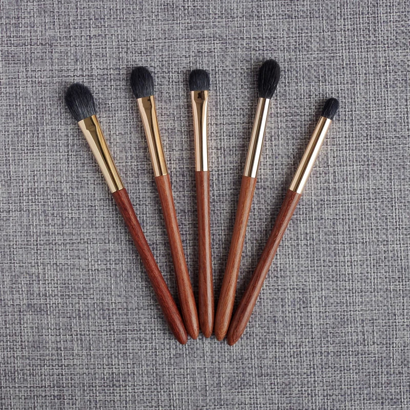 Professional Handmade Makeup Brush Set - Soft Saikoho Goat Hair Eye Shadow Blending Brushes with Rosewood Handles