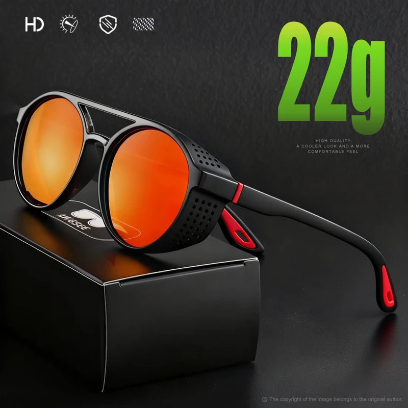 Polarized Steampunk Sunglasses for Men Women - Vintage Sports Sun Glasses