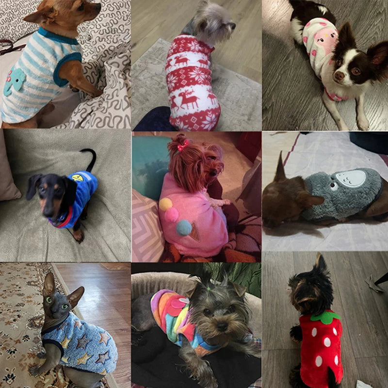 Winter Dog Vest for Small Dogs and Cats - Warm Puffer Sweater with Soft Flannel