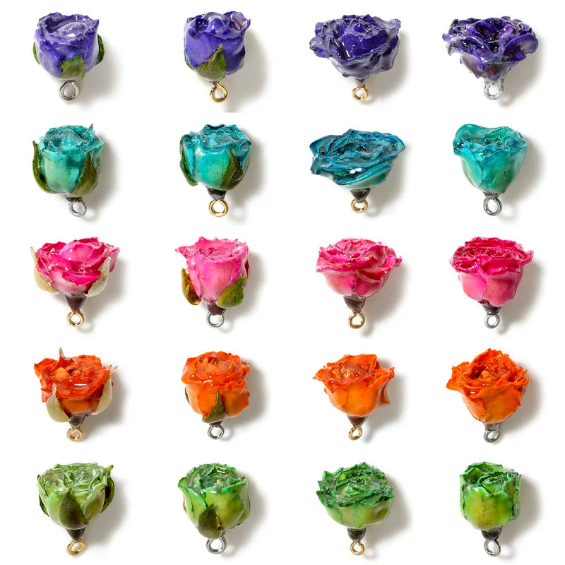 Handmade Resin Flower Charms for Jewelry Making - Multicolor 20x16mm