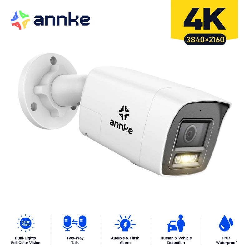 8MP 4K HD IP Security Camera with Dual Light Audio & 256GB SD Storage — Human & Vehicle Detection