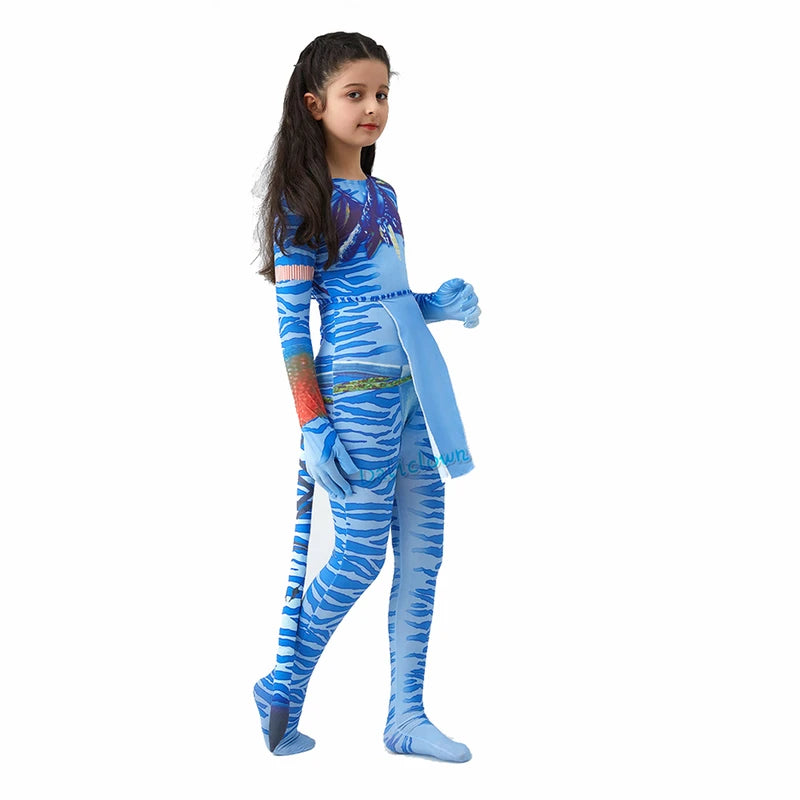 Kids Avatar Halloween Costume Bodysuit for Girls and Boys - Water of Water Tail Cosplay