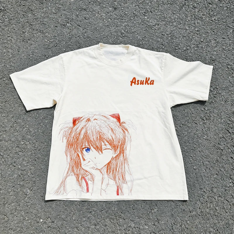 Neon Genesis Evangelion Ayanami Rei & Asuka Classic Style Short Sleeve T-Shirt Men Women