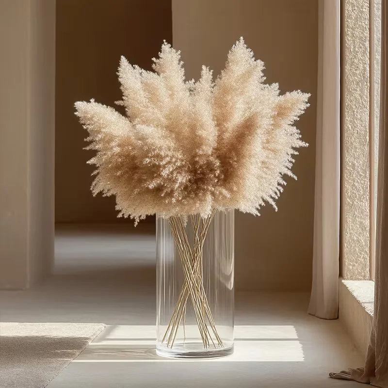 Extra Large Clear Tall Cylinder Glass Vase - Hydroponic Flower Arrangement Set of 2