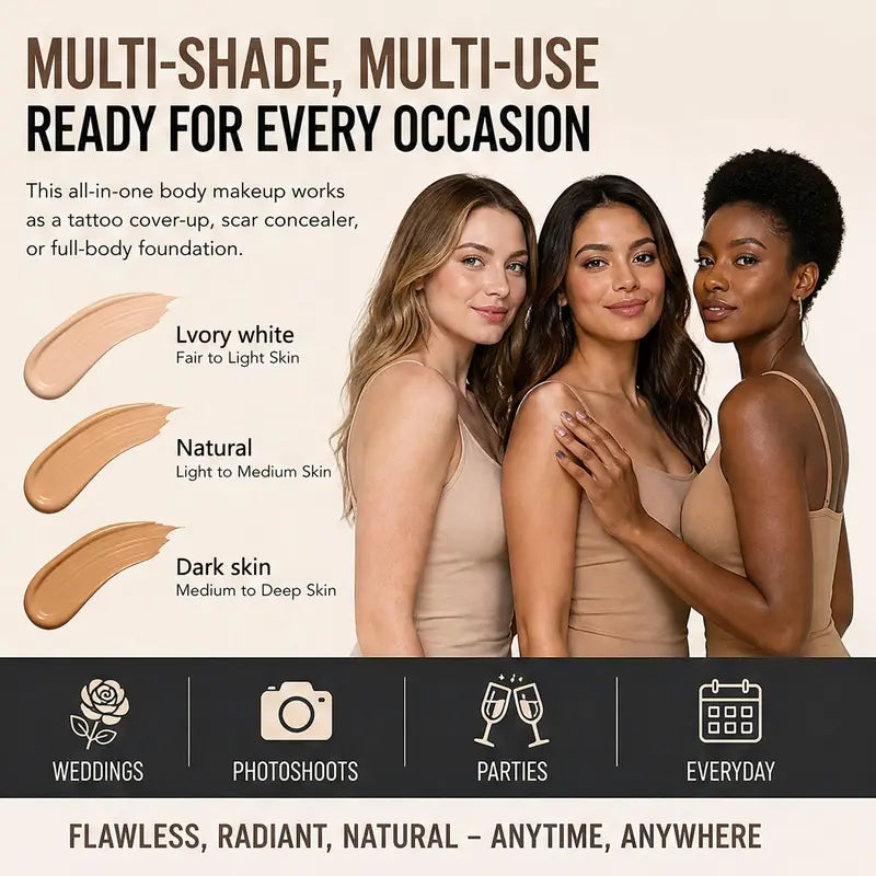 Waterproof Body Makeup Foundation Full Coverage Tattoo Concealer Leg & Body Perfector