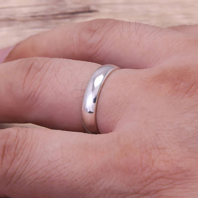 Custom Engrave Sterling Silver Ring for Women and Men - Wedding & Couple Band
