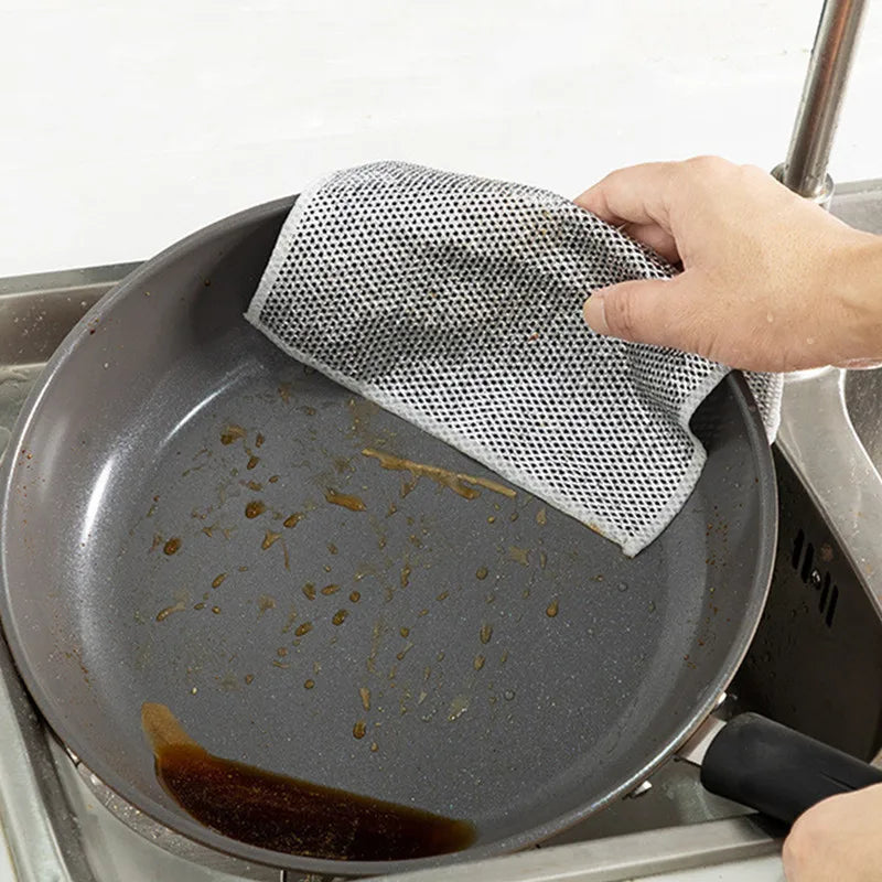 Thickened Steel Wire Cleaning Cloth for Kitchen and Household - Multi-Purpose Dish Towel